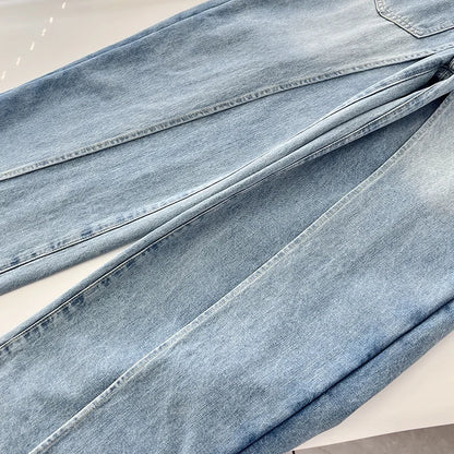 DEAT Fashion Women's Wear Jeans In Both Front And Back High Waist Deconstruct Two Fake Loose Denim Pants Winter 2024 New 7AB2797