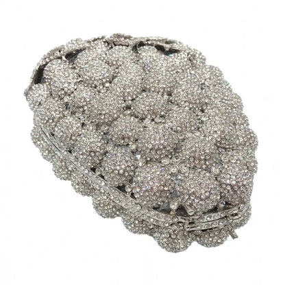 Bolso de mano de noche con forma de uva para mujer, bonito bolso de hombro con brillantes y diamantes de imitación para banquetes y fiestas de graduación