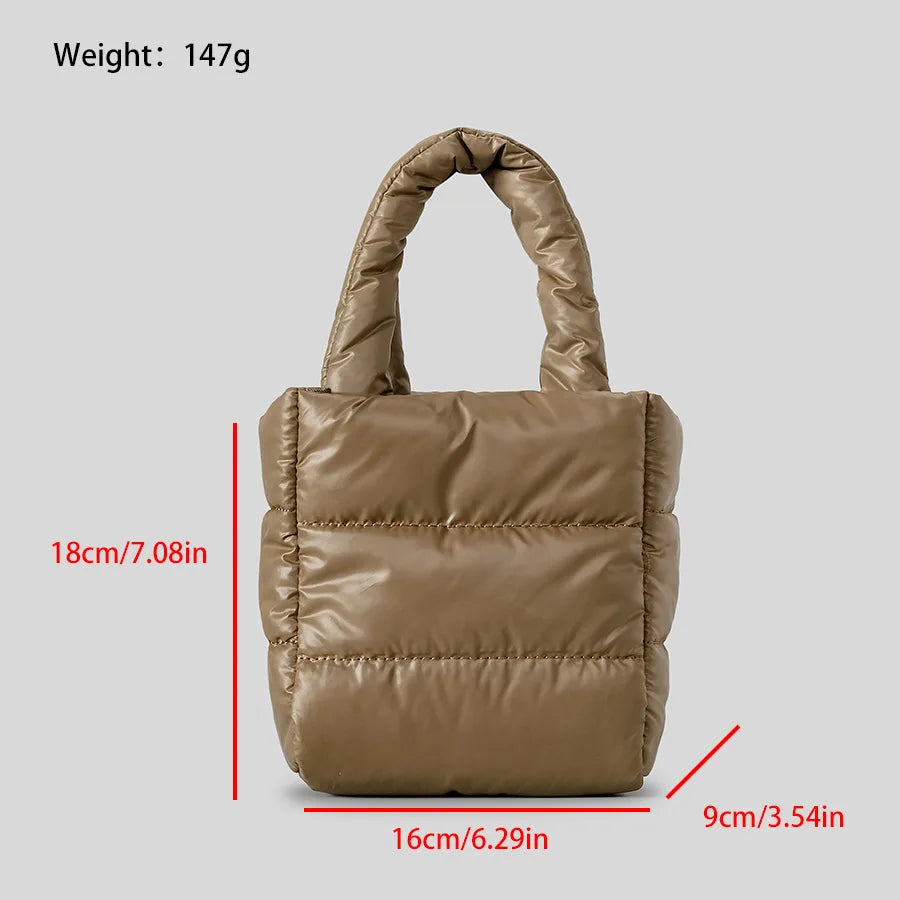 Bolso de mano pequeño acolchado de moda, bolso de diseñador para mujer, bolso de hombro tipo bandolera de nailon informal, bonitos bolsos para mujer