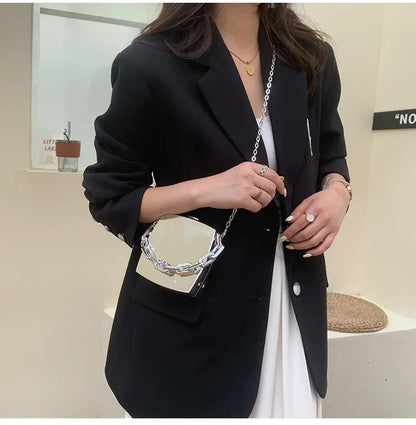 Gold Silver PVC Box Shoulder Bag Design Party Evening Clutch Bag Designer Chain Crossbody Bags Mini Purses and Handbags