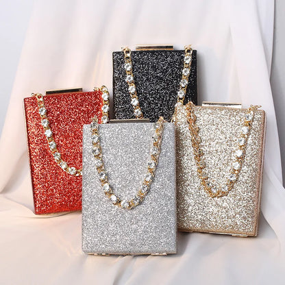 Bolso de cena con cadena de diamantes de imitación, pequeño bolso cuadrado para mujer, bolso pequeño para banquete de celebridades, bolso de noche para mujer, bolso de boda