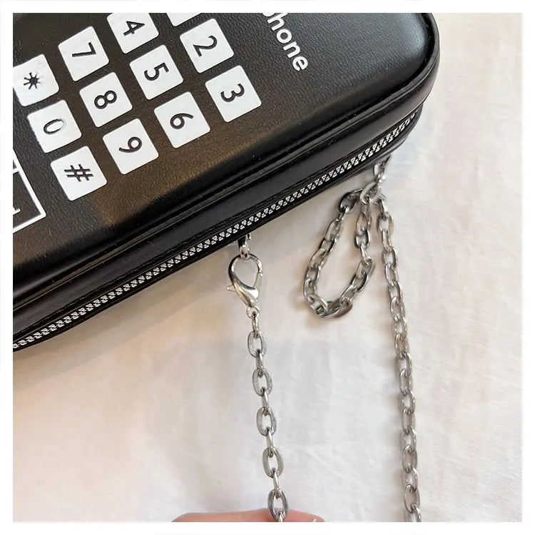 Lindo bolso de hombro para niñas, divertido bolso estilo teléfono móvil, moderno bolso bandolera de un solo hombro con cadena digital y estampado para mujer