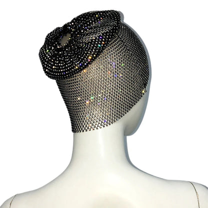 Fishnet Diamond Luxury Cap for Women Shiny Women's Hat Rhinestone Kerchief Hip Hop Headwear Nightclub Party Fashion Head Scarf