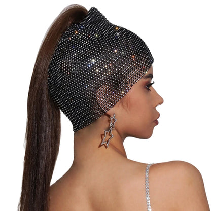 Fishnet Diamond Luxury Cap for Women Shiny Women's Hat Rhinestone Kerchief Hip Hop Headwear Nightclub Party Fashion Head Scarf