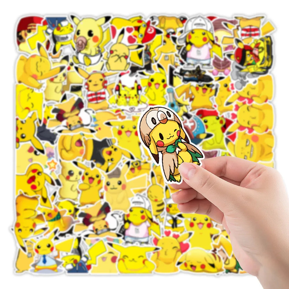 50/100 pegatinas de Pokémon Kawaii Pikachu, pegatinas para patineta, bicicleta, guitarra, portátil, juguetes impermeables para niños, regalo