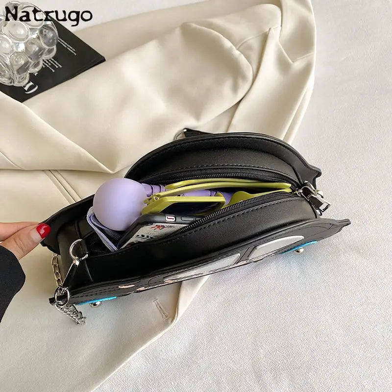 Bolso bandolera divertido para mujer, bonito bolso cruzado con cadena, bolso de mano con forma de coche para mujer, bolsos de hombro con personalidad