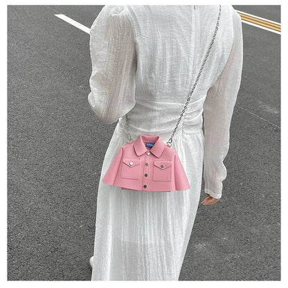 Bolso de mujer 2023, bolso de hombro con forma de ropa creativa, bolso cruzado con cadena pequeña para mujer, lindo bolso de mano