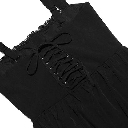 Suninheart Summer Black Holiday Party Dresses Elegant Spaghetti Strap Midi Lace Up Dress Black Casual Women New In Dress 2023