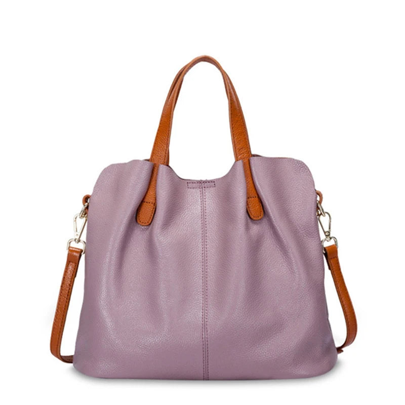 Bolsos de mujer de cuero genuino, bolsos de viaje de moda, bolsos de mano de color sólido, bolsos de mensajero de diseñador de lujo, bolsos de hombro para mujer