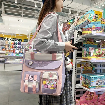 Japanese Kawaii Shoulder Bag For Women Multipockets Transparent Itabag Girls High School Student Handbags Crossbody Bag ita bag