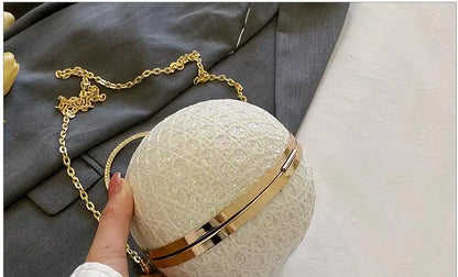 Women Evening Day Clutch Colorful Crystal Diamonds Round Ball Shaped Clutches Lady Handbag Wedding Purse Chain Shoulder Bag