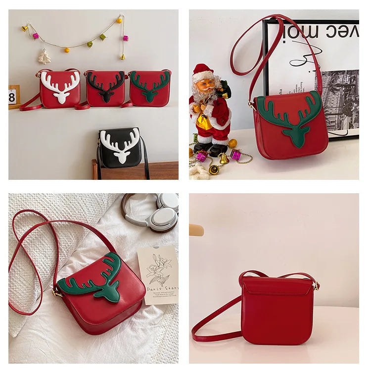 Bolsos de mujer, bolsos casuales con solapa, bolsos y carteras con estampado de ciervo, bolsos de hombro de moda, bolsos pequeños cuadrados tipo mensajero para niñas