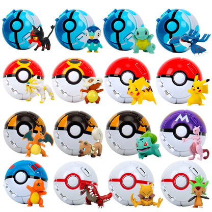 Figurine d'anime Pokemon Ball Pokeball Pikachu Squirtle Pocket Monster Variant Pokémon Elf Ball Toy Action Model Gift Achat en gros