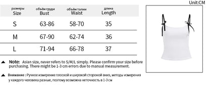 Hauts courts à nœud papillon mignons vêtements Y2k pour femmes débardeurs et camisoles côtelés blancs doux pour filles été 2023 XY23226SK