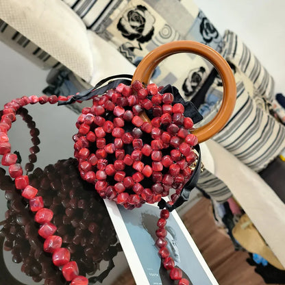 Bolso de hombro pequeño para mujer hecho a mano, color rojo, bolso de cena para mujer