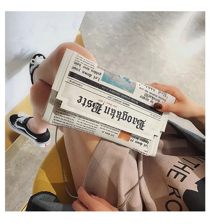 Newspapers modeling day clutch bags letter envelope bag casual shoulder bag purse evening bags with clothing wallet