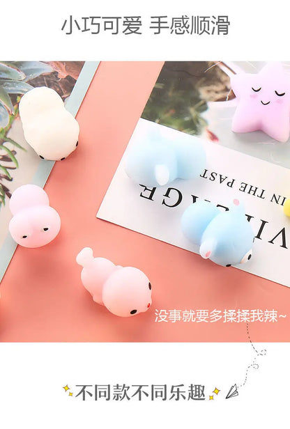 5-50 piezas de juguetes blandos Kawaii Squishy Mochi Anima para niños, pelotas antiestrés, juguetes para aliviar el estrés para fiestas de cumpleaños