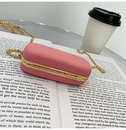 Mini Lipstick Holder Shoulder Bag with Mirror Faux Leather Women Detachable Chain Travel Crossbody Purse Makeup Storage Handbag