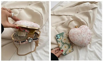 High-quality texture summer ladies lace handbag 2022 new fashion chain wild flowers love one-shoulder messenger bag