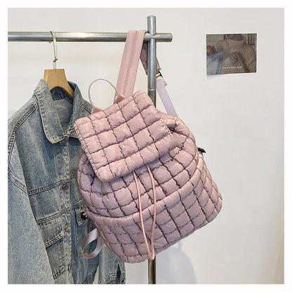 Mochilas acolchadas de moda para mujer, mochilas acolchadas de nailon suave de diseñador para niñas, bolsos de viaje livianos, bolsos universitarios