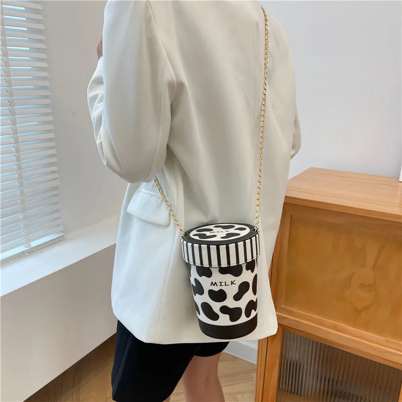 Bolso de hombro para mujer, bonito bolso con forma de taza, bolso cruzado con cadena de verano