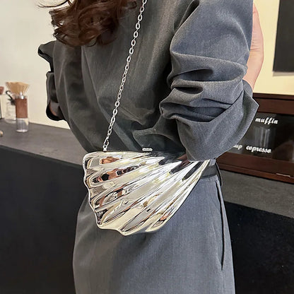 Bolso de acrílico 2024, bolso de hombro con cara brillante a la moda, bolso cruzado para mujer, bolso pequeño con cadena y concha