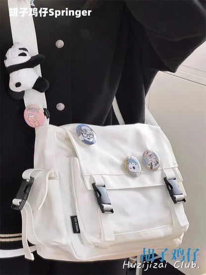 Bolsos de nailon grandes e informales coreanos para mujeres y hombres, bolsos cruzados, bolsos escolares para mujeres, bolsos de hombro para parejas, carteras y bolsos de mano, Bolsa