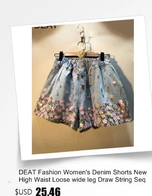 DEAT Fashion Women's Denim Shorts Patchwork Contrast Color Low Waist Pocket Straight Slim Short Jeans Summer 2024 New 17A9086