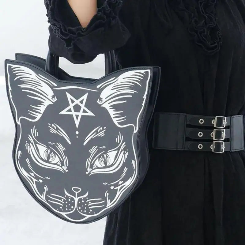 Petits sacs à main à imprimé chat noir pour femmes 2024 Tendance de la mode Designer Fourre-tout pour femmes Sacs à main et porte-monnaie en cuir souple pour filles