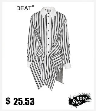 DEAT Fashion - Camisa de mujer con solapa, holgada, de un solo pecho, con mangas de color contrastante, blusa irregular con banda para el cuello, otoño 2024, nueva 7AB002