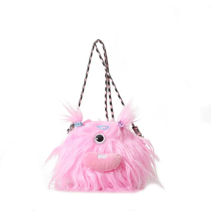 Bolso bandolera de peluche con forma de monstruo de dibujos animados 2024, nuevo y creativo bolso de hombro, mochila para niñas, bolso de peluche Kawaii