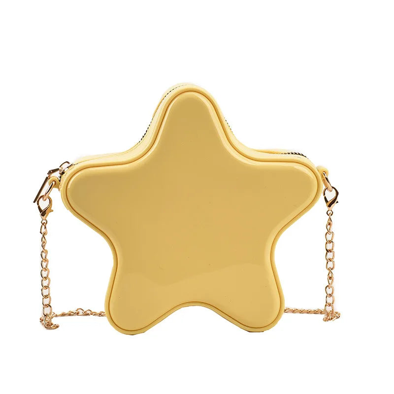 Bolso de hombro pequeño para mujer, color amarillo, con forma de cinco estrellas, tipo bandolera, bonito bolso de cadena para niña, minibolso tipo mensajero