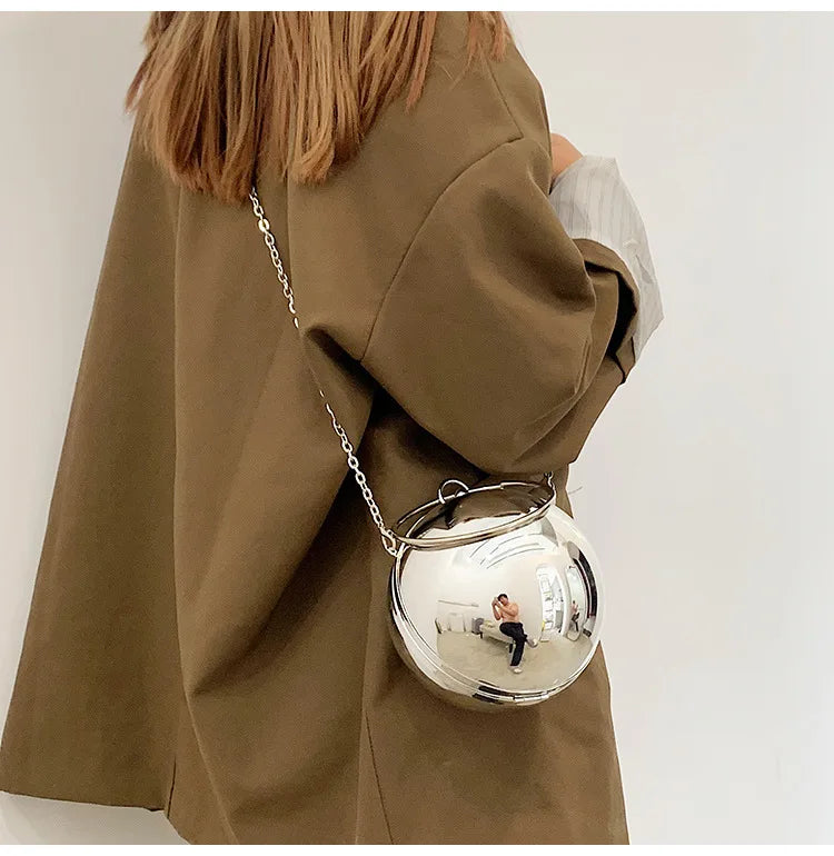 New Acrylic Chain Shoulder Bag Women Handbag Fashion Ball Shape Crossbody Bag Evening Bag