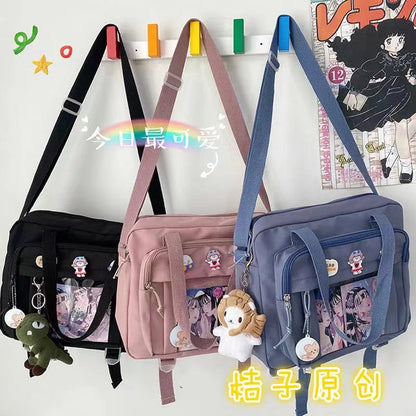 Bolso de escuela secundaria japonés para niñas, bolso transparente, bolso de hombro, bolso de mano, bolso de mano, bolso de mano grande tipo bandolera, bolso de mano para mujer