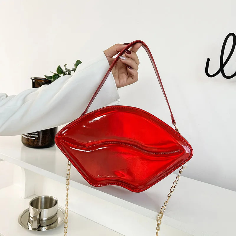 Bolso de hombro con personalidad de moda y labios grandes, estilo divertido, para niñas y mujeres, lindo bolso de hombro rojo, bolso cruzado