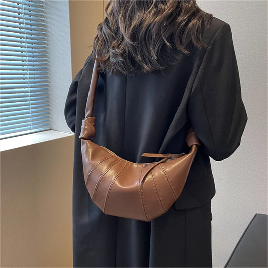 Top Quality Soft Leather Half Moon Crossbody Bags for Women 2024 New Fashion Luxury Designer Handbags Female Hobos Shoulder Bag