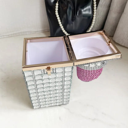 Bolso de mano vintage con forma de lápiz labial y cristales de diamantes de imitación para mujer, para bodas, fiestas y banquetes