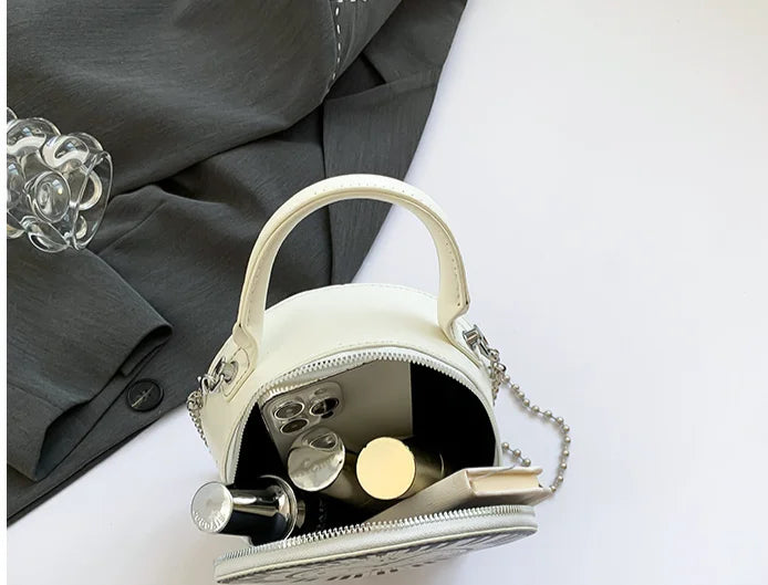 Bolso de hombro para mujer, bolso redondo creativo 2024, lindo bolso cruzado con forma de reloj, bolso pequeño con cadena para mujer