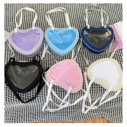 Bolso bandolera transparente con diseño de corazón de amor para mujer, novedad de 2024, carteras y bolsos para niñas, bolso Ita para niñas, bolso de uniforme JK