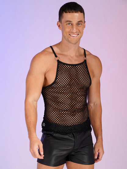 YiZYiF Sexy Mens Mesh Clubwear T Shirts Super Soft Mesh Undershirt See-Through Breathable Men T-Shirt Sexy Tops Dance Wear