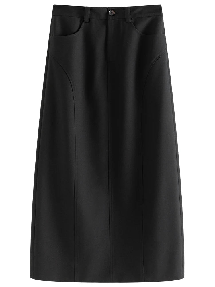 FSLE Commuter Style Straight High Waist Skirt for Women Spring 2024 New Style Slimming Long Skirt Female 24FS11059