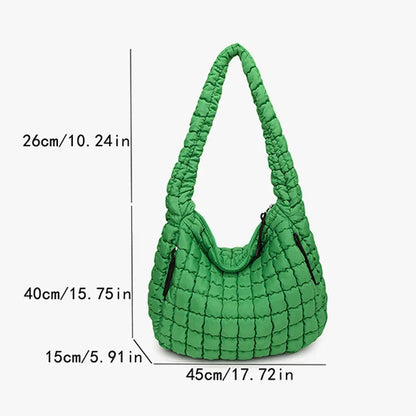 Bolsos de hombro casuales con frunces para mujer, bolsos cruzados acolchados, bolsos de mano de nailon de gran capacidad, bolsos grandes para compras