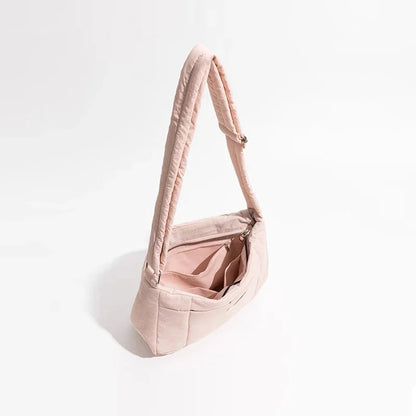 Bolsos de hombro de nailon informales para mujer, bolsos tipo bandolera acolchados de color caramelo, bolsos de mensajero pequeños, bolsos de mano para mujer 2024