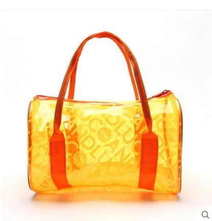 Bolsa de mano transparente, bolsa de compras transparente, bolso de hombro con estampado de letras, bolsa de almacenamiento impermeable de PVC para regalo, bolsa de mano para cosméticos