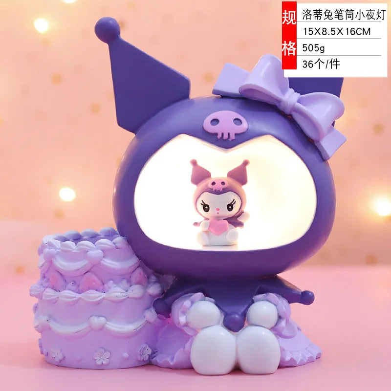 Sanrio Kuromi Cinnamonroll Moon Veilleuse LED Kawaii 3D Dessin Animé Ornement Mignon Beauté Chambre Veilleuse Lampe De Chevet Décor