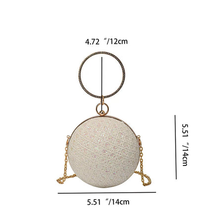 Women Evening Day Clutch Colorful Crystal Diamonds Round Ball Shaped Clutches Lady Handbag Wedding Purse Chain Shoulder Bag