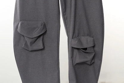 DEAT Pantalones cargo de moda para mujer, sueltos, rectos, de cintura baja, de color sólido, con múltiples bolsillos en 3D, primavera de 2024, nueva tendencia 7AB2535