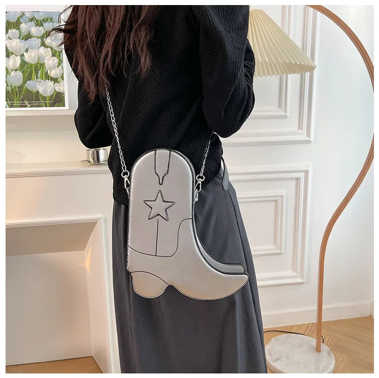 Fashion Funny Long Boots Shaped Handbag Women's Creative Leather Single Shoulder Bag Gothic Personalized Party Mujer Femme Bag