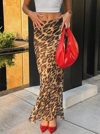 Dulzura Sexy Elegant Skirt Leopard Printed Maxi Women Skirts 2024 Lady Y2K Clothes Office Club Party Casual Streetwear Wholesale