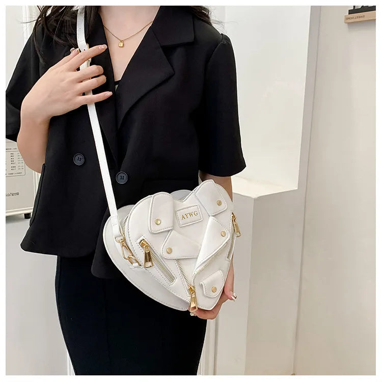 Motorcycle Style Clothes Shape Crossbody Bag Spice Girl Style Shoulder Bag Women Heart Shape Handbag Love Messenger Bag